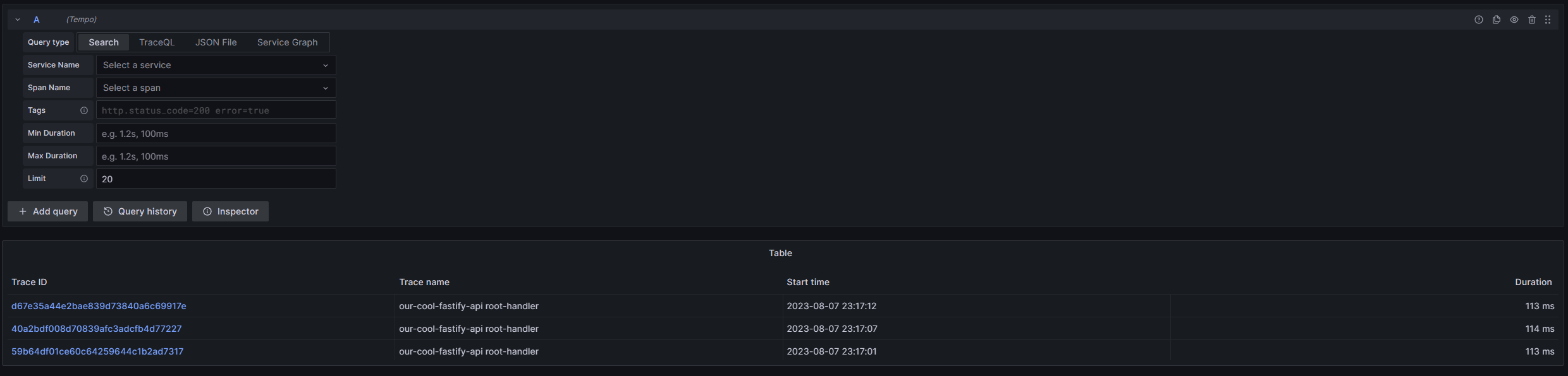 Grafana - Tempo Traces
